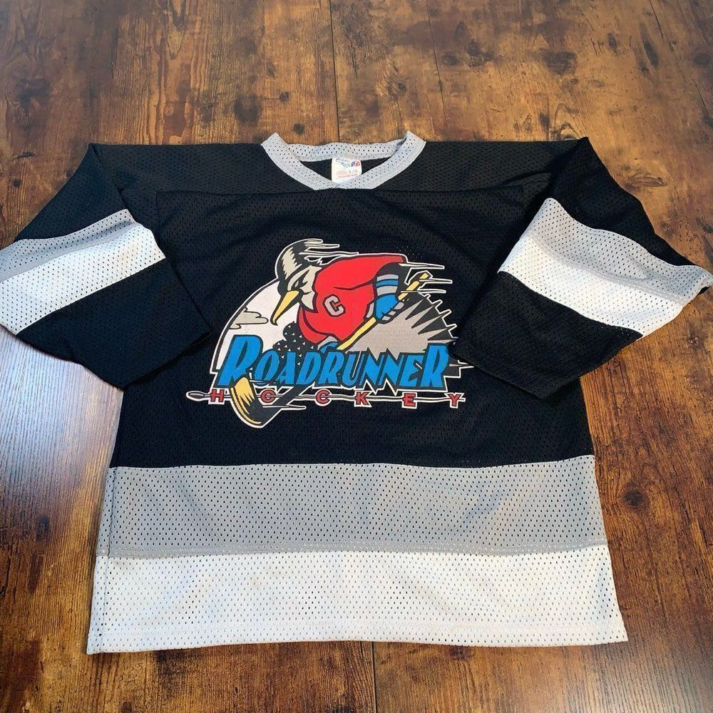 Vintage Black,Blue & Purple Texas Roadrunner Hockey Jersey #66‎ Youth Size Large